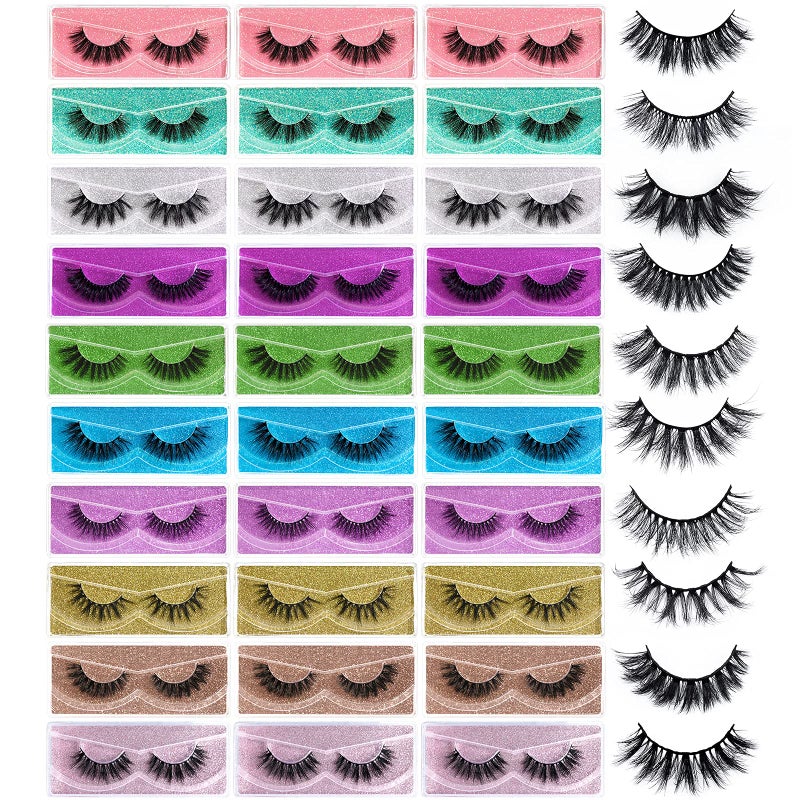 FARRED Wholesale Fluffy Dramatic Bulk Lashes Mix 10 Styles 30 Pairs Pack Individual Box 1018mm Volume Faux Mink Eyelash Thick 8D Fake Lash Short Natural Look Wispy Eyelashes style i30 pairs